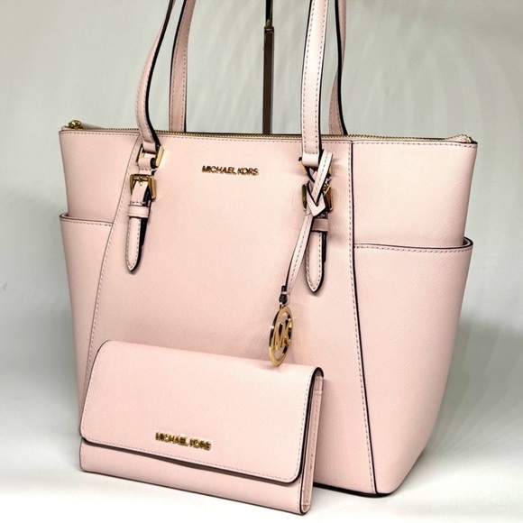 Michael Kors Charlotte Large Top-Zip Tote Bag & Matching Trifold Wallet - Picture 2 of 12